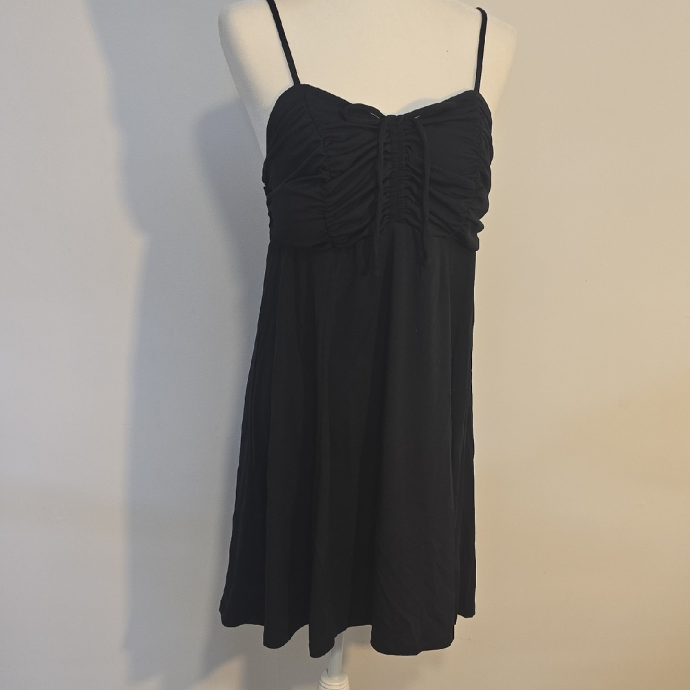 SO Black Ruched Spaghetti Strap Dress size Large